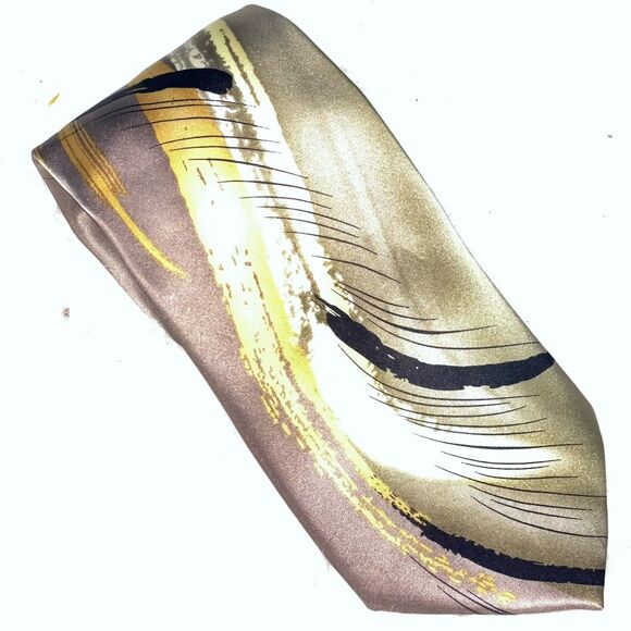 J. Garcia Tie Capillaries Collection 52 Fifty-Two Gold 100% Silk - Picture 3 of 3